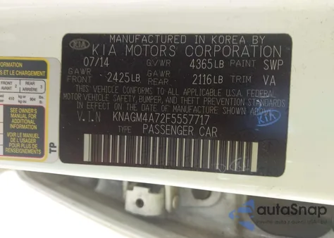 2015 Kia Optima Lx z USA, uszkodzony, nr VIN KNAGM4A72F5557717